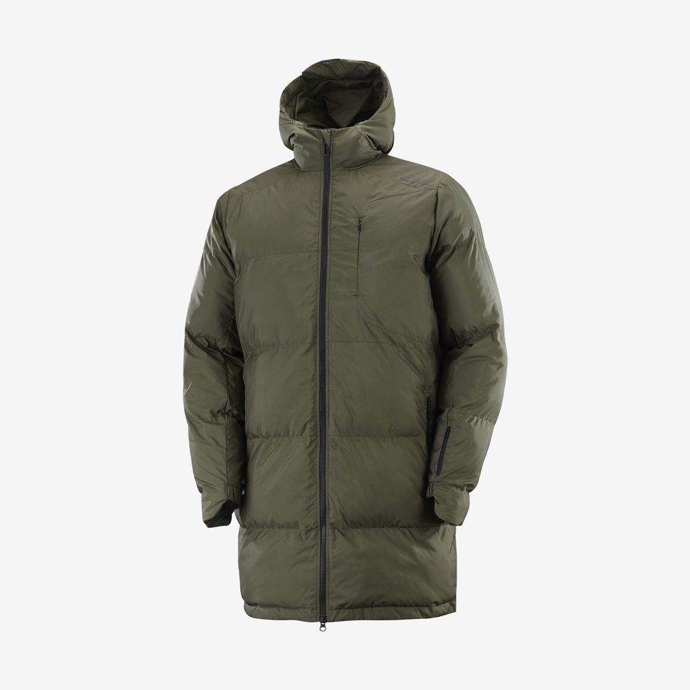 Kurtki Męskie Salomon OUTLIFE PACKABLE LONG PUFFER JKT U - Oliwkowe - Polska (450-NLOGHZ)